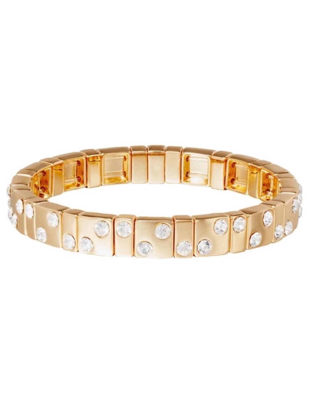 Roxanne Assoulin Authentic One Gold Tone Stretch Bracelet With Glass Stones  New